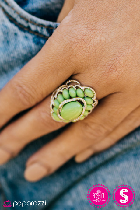 Paparazzi ~ Will You BEAD My Girl? ~ Green Ring (Fashion Fix Exclusive)