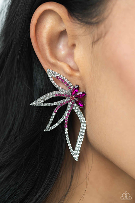 Paparazzi ~ Twinkling Tulip ~ Pink Post Earrings