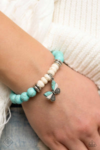 Paparazzi ~ Free-Spirited Flutter ~ Blue Necklace and Bracelet Set (Fashion Fix Exclusive)