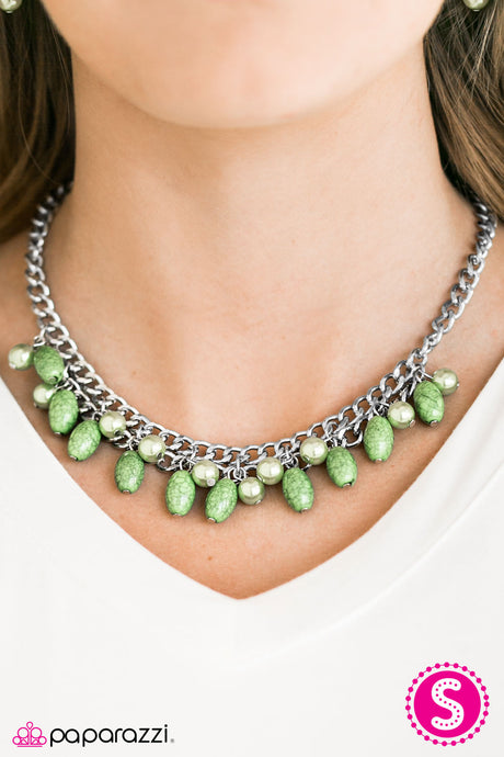 Paparazzi ~ Cant BEAD Tamed ~ Green Necklace Set