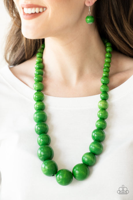 Paparazzi ~ Effortlessly Everglades ~ Green Wooden Bead Necklace Set