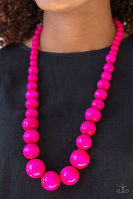 Paparazzi ~ Effortlessly Everglades ~ Pink Wooden Bead Necklace Set