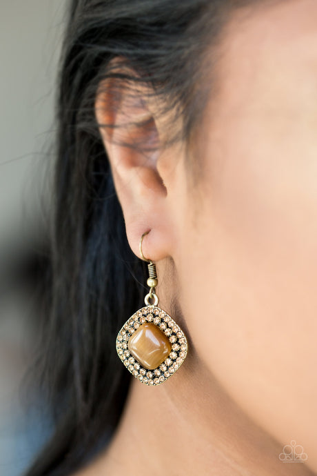 Paparazzi ~ Glam Glow ~ Brass Earrings