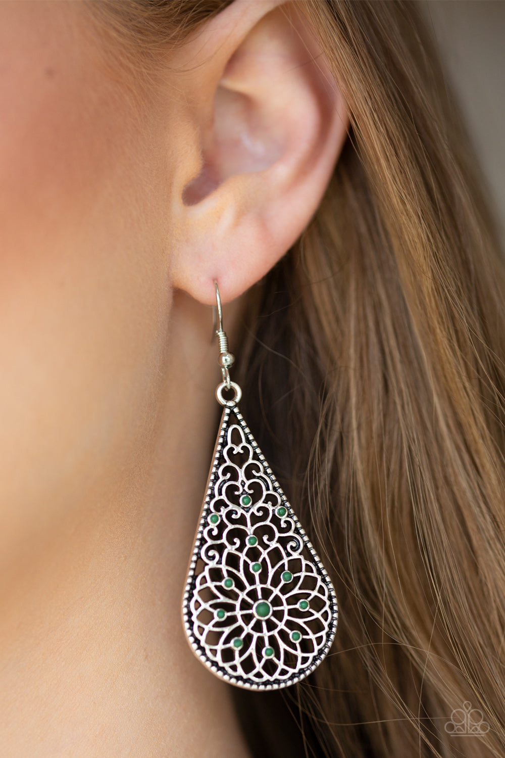 Paparazzi ~ Mandala Makeover ~ Green Earrings