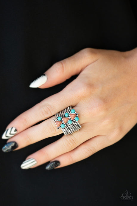 Paparazzi ~ Point Me To Phoenix ~ Brown and Turquoise Ring with Stretchy Band