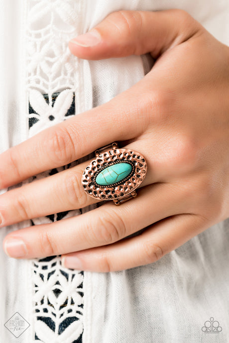 Paparazzi ~ Ruler Radiance ~ Copper Ring with Stretchy Band (Fashion Fix Exclusive)