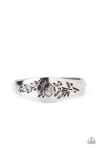 Paparazzi ~ Fond of Florals ~ Silver Bangle-Like Bracelet