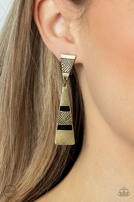 Paparazzi ~ Safari Seeker ~ Brass Clip-On Earrings