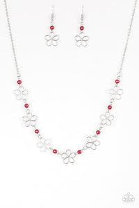 Paparazzi ~ Always Abloom ~ Red Necklace Set