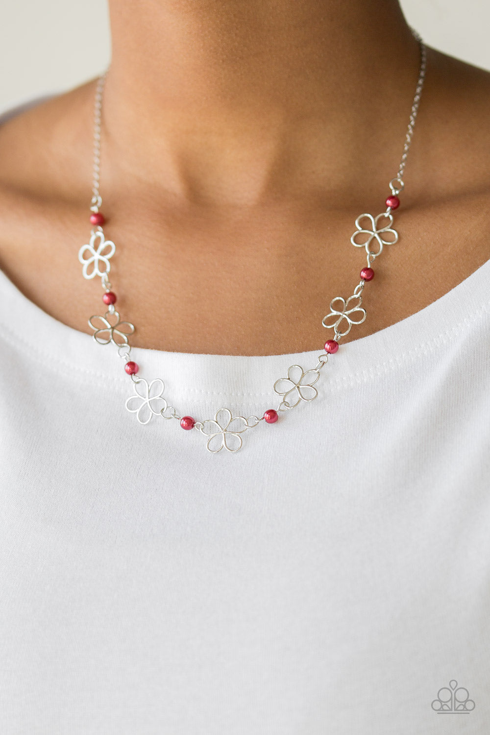 Paparazzi ~ Always Abloom ~ Red Necklace Set