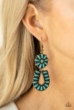 Load image into Gallery viewer, Paparazzi ~ Badlands Eden ~ Brass and Turquoise Earrings