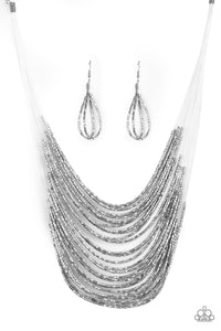 Paparazzi ~ Catwalk Queen ~ Silver Seed Bead Necklace Set