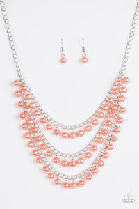 Paparazzi ~ Chicly Classic ~ Orange Pearl Necklace Set