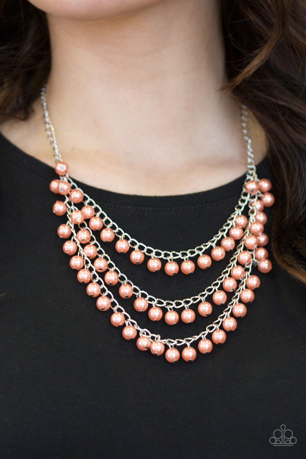 Paparazzi ~ Chicly Classic ~ Orange Pearl Necklace Set