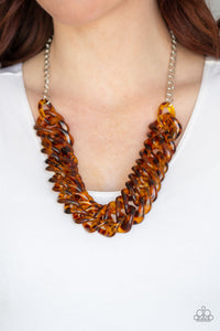 Paparazzi - Comin In HAUTE - Brown Acrylic Necklace Set (Life of the Party Exclusive)