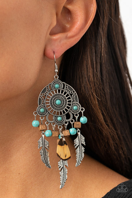 Paparazzi ~ Desert Plains ~ Blue Turquoise Earrings (Life of the Party Exclusive)