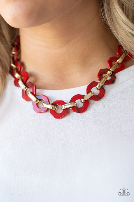 Paparazzi - Fashionista Fever - Red Acrylic Necklace Set