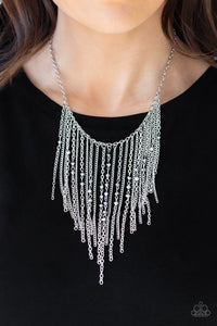 Paparazzi ~ First Class Fringe ~ Silver Necklace Set (Life of the Party Exclusive)