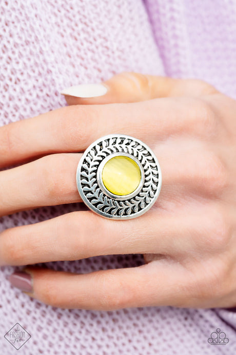 Paparazzi ~ Gardenia Glow ~ Yellow Ring with Stretchy Band (Fashion Fix Exclusive)