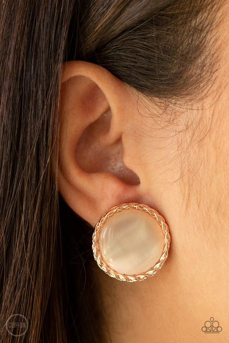 Paparazzi - Get Up and Glow - Rose Gold Clip-On Earrings - Klassy Jewelz Boutique