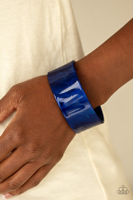 Paparazzi  - Glaze Over - Blue Acrylic Cuff Bracelet