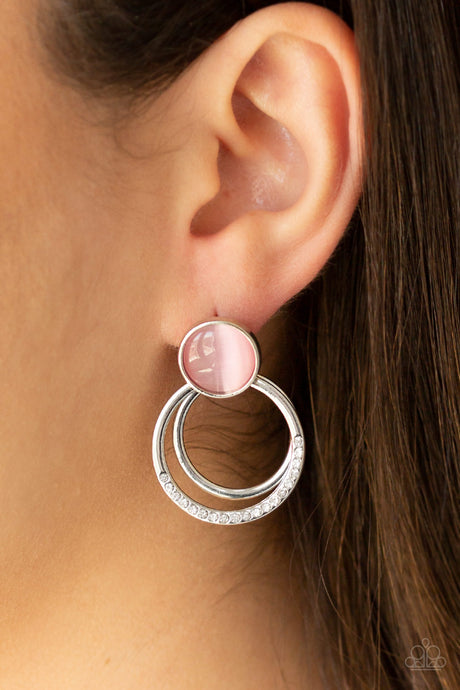 Paparazzi ~ Glow Roll ~ Pink Post Earrings