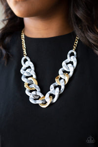 Paparazzi - I Have A HAUTE Date - White Acrylic Necklace - Klassy Jewelz Boutique