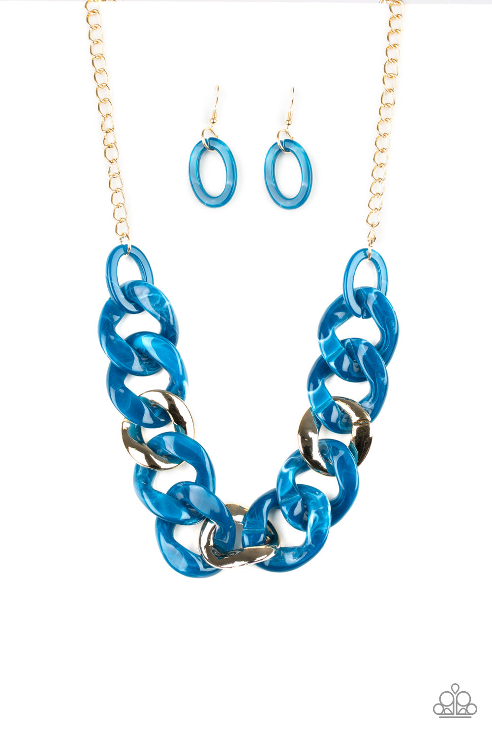 Paparazzi - I Have A HAUTE Date - Blue Acrylic Necklace Set