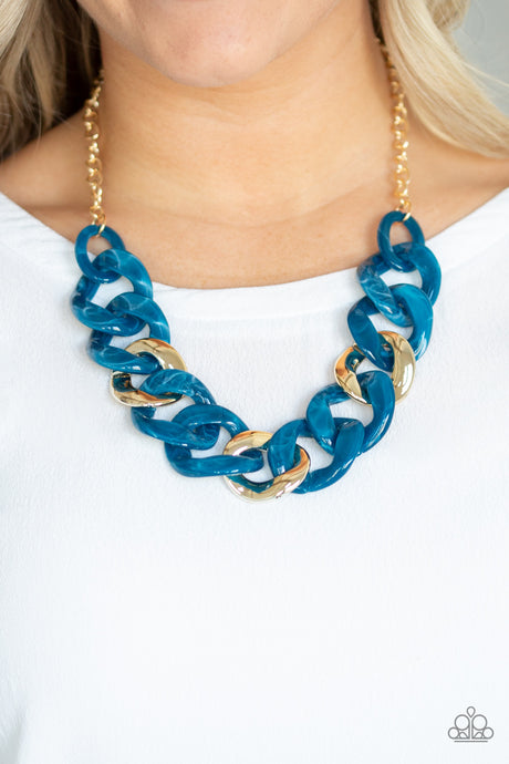 Paparazzi - I Have A HAUTE Date - Blue Acrylic Necklace Set