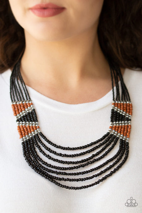 Paparazzi ~ Kickin It Outback ~ Black Seed Bead Necklace Set