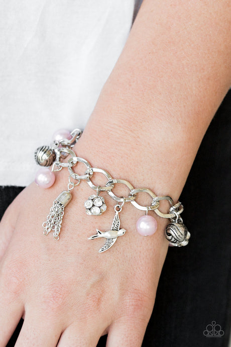 Paparazzi ~ Lady Love Dove ~ Pink Pearl Charm Bracelet