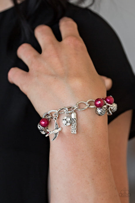 Paparazzi ~ Lady Love Dove ~ Red Pearl Charm Bracelet