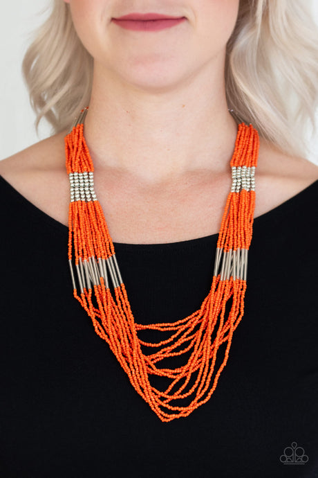 Paparazzi ~ Let It BEAD ~ Orange Seed Bead Necklace Set