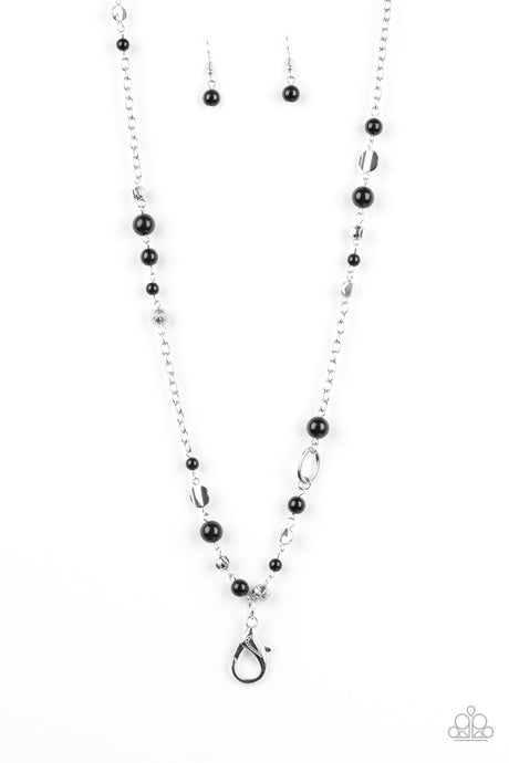 Paparazzi - Make An Appearance - Black Lanyard Necklace Set