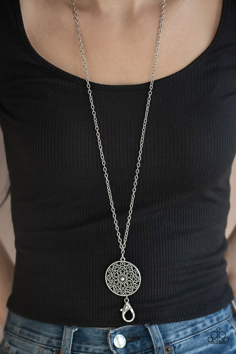 Paparazzi - Mandala Garden - Silver Pendant Lanyard - Klassy Jewelz Boutique