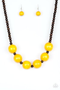 Paparazzi ~ Oh My Miami ~ Yellow Wooden Bead Necklace Set