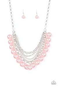 Paparazzi ~ One-Way WALL STREET ~ Pink Pearl Necklace Set