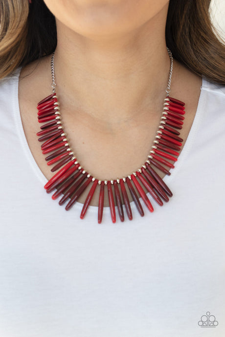 Paparazzi - Out of My Element - Red Acrylic Necklace Set