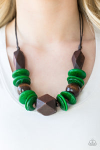 Paparazzi ~ Pacific Paradise ~ Green Wooden Bead Necklace Set