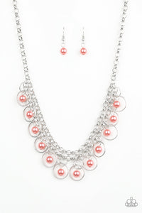 Paparazzi ~ Party Time ~ Orange Pearl Necklace Set