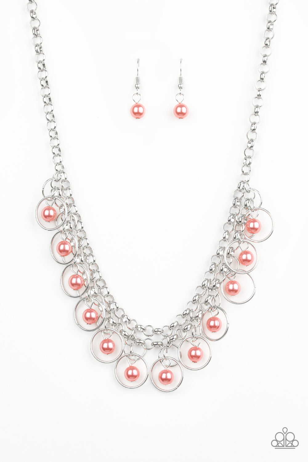 Paparazzi ~ Party Time ~ Orange Pearl Necklace Set