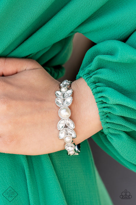 Paparazzi ~ Regal Reminiscence ~ White Pearl Cuff Bracelet (Fashion Fix Exclusive)