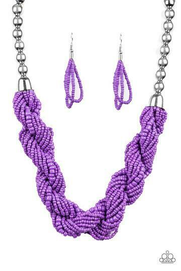 Paparazzi ~ Savannah Surfin ~ Purple Seed Bead Necklace Set