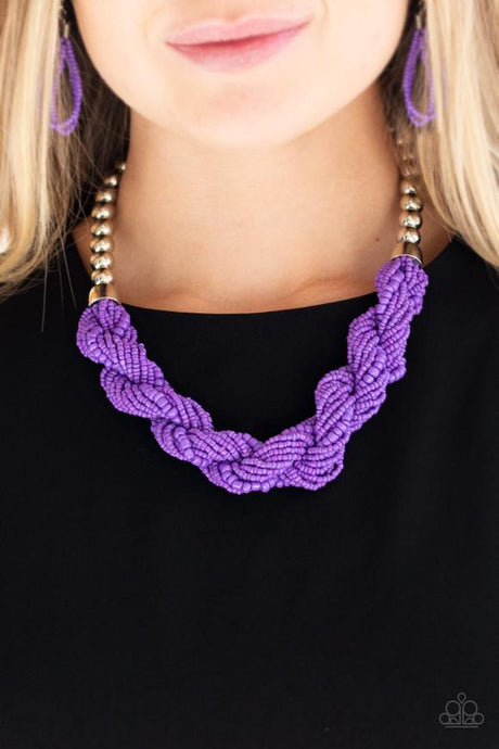 Paparazzi ~ Savannah Surfin ~ Purple Seed Bead Necklace Set