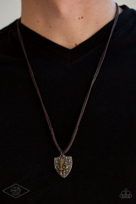 Paparazzi ~ Shielded Simplicity ~  Men's Brown Urban Necklace (Life of the Party Exclusive)