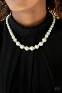 Paparazzi ~ Showtime Shimmer ~ White Pearl Necklace Set (Silver)