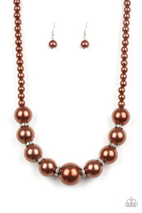 Paparazzi ~ SoHo Socialite ~ Brown Pearl Necklace Set