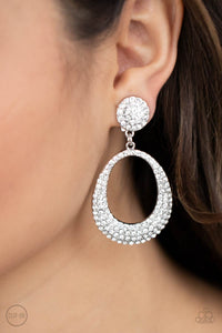 Paparazzi ~ Sophisticated Smolder ~ White Clip-On Earrings