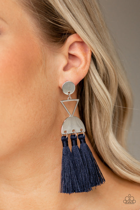 Paparazzi ~ Tassel Trippin ~ Blue Post Earrings