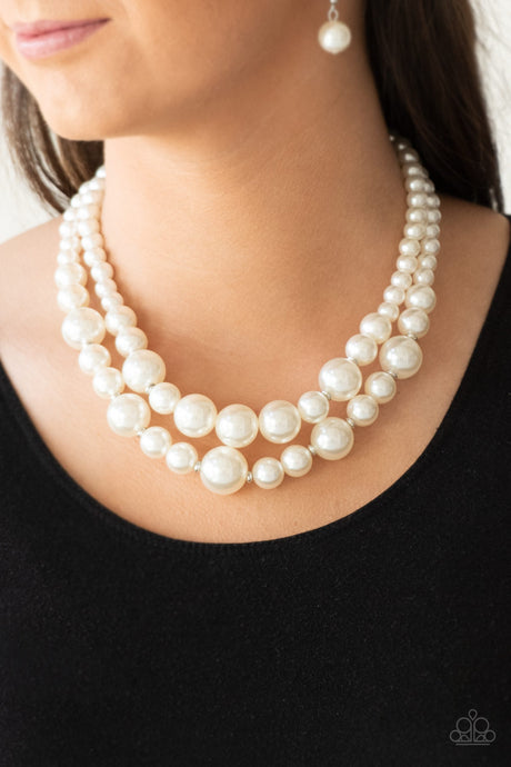 Paparazzi ~ The More The Modest ~ White  Pearl Necklace Set